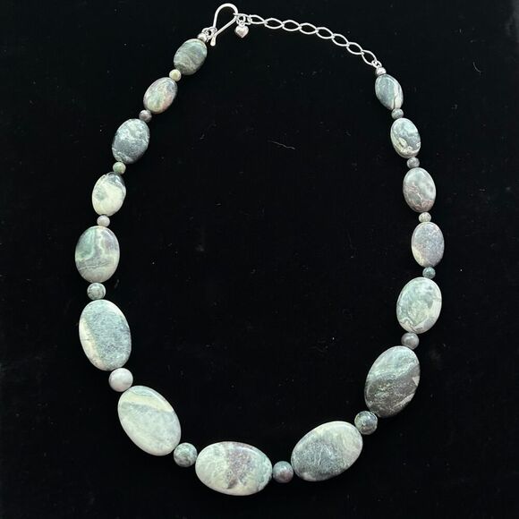 Jay King Marked DRT 925 Sterling Silver Gray Jasper Statement Necklace - Picture 7 of 7